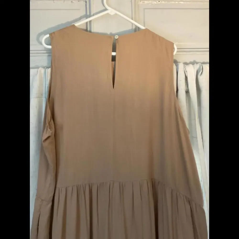 Laurie Felt Women's Dress Sleeveless Tiered Maxi Tan Beach Vacation Festival XL - Picture 8 of 9